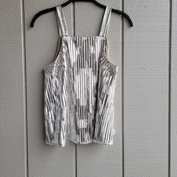 Maeve metalic gold pleated sleeveless top - Picture 10 of 13